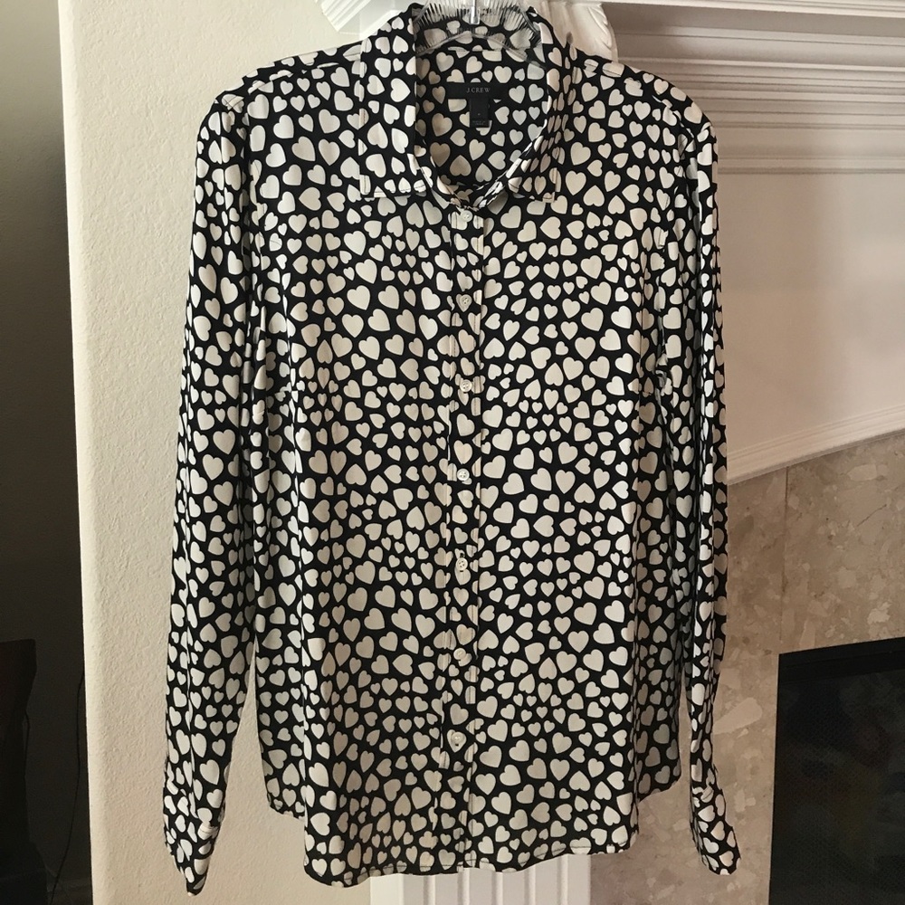 EUC J. Crew Silk Boy Shirt in Heart Throb Size 6